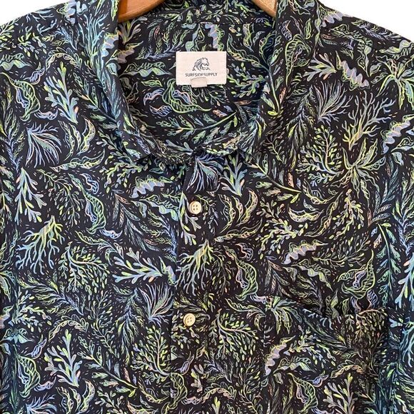 SURFSIDE SUPPLY Sz 3XB Green Surf Beach Cotton Short Sleeve Button Down Shirt - Picture 3 of 9